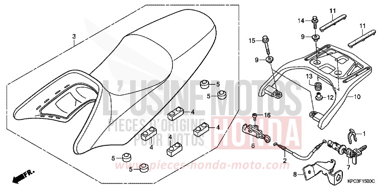 SEAT/CARRIER for Varadero 125 SHIELD SILVER METALLIC (NH480) from 2003